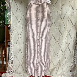 100% Linen Striped Maxi Skirt